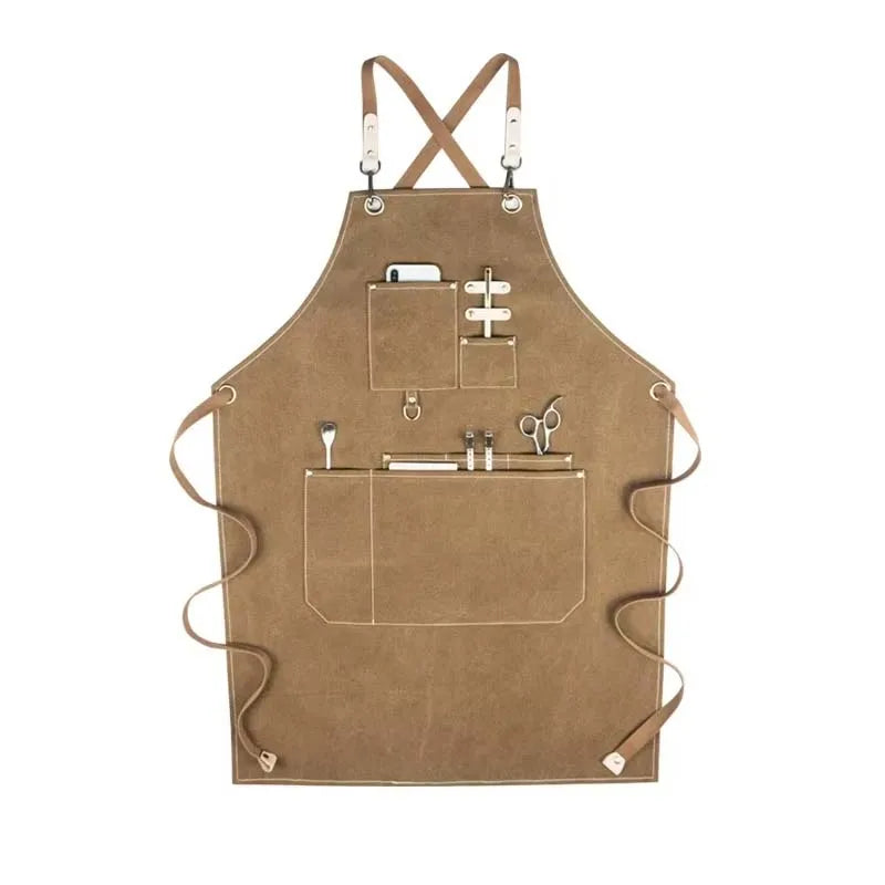Sustainable Cotton Apron – Sleeveless Work Apron with Multiple Pockets for Home & Events