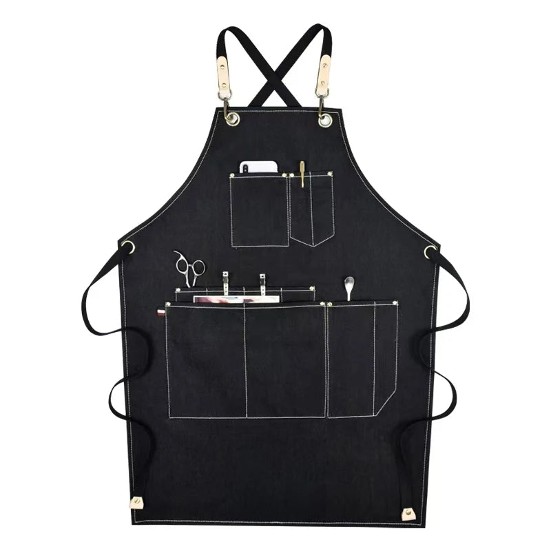 Sustainable Cotton Apron – Sleeveless Work Apron with Multiple Pockets for Home & Events