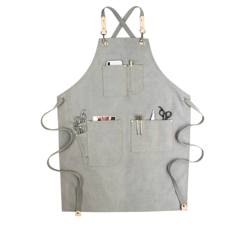 Sustainable Cotton Apron – Sleeveless Work Apron with Multiple Pockets for Home & Events