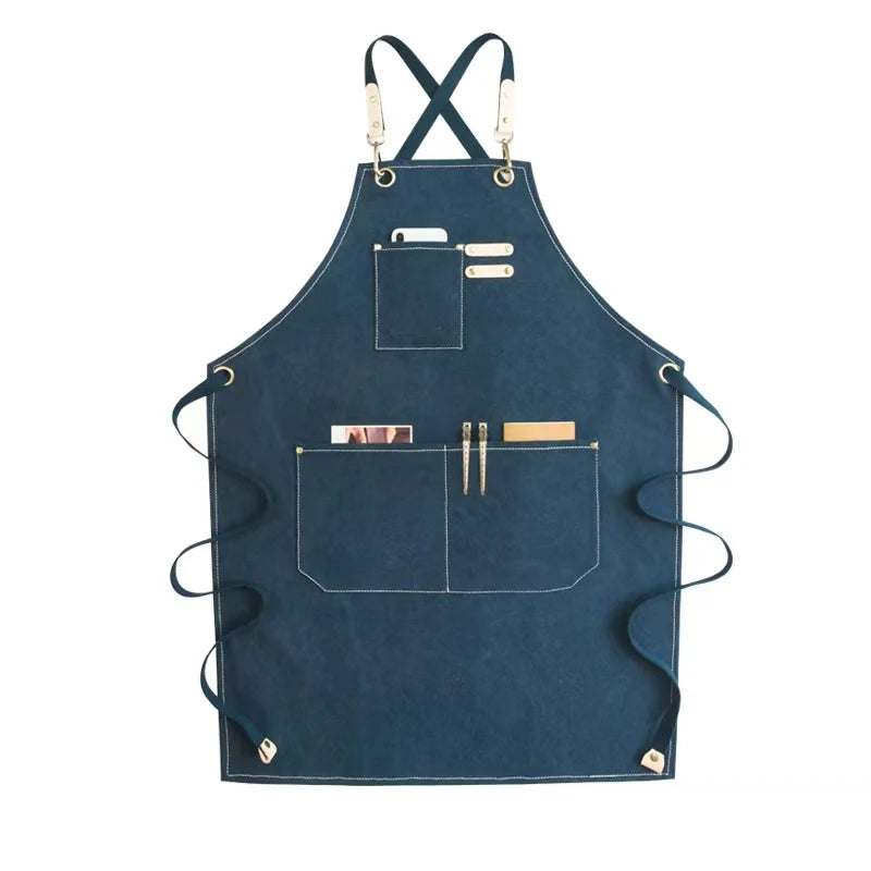 Sustainable Cotton Apron – Sleeveless Work Apron with Multiple Pockets for Home & Events