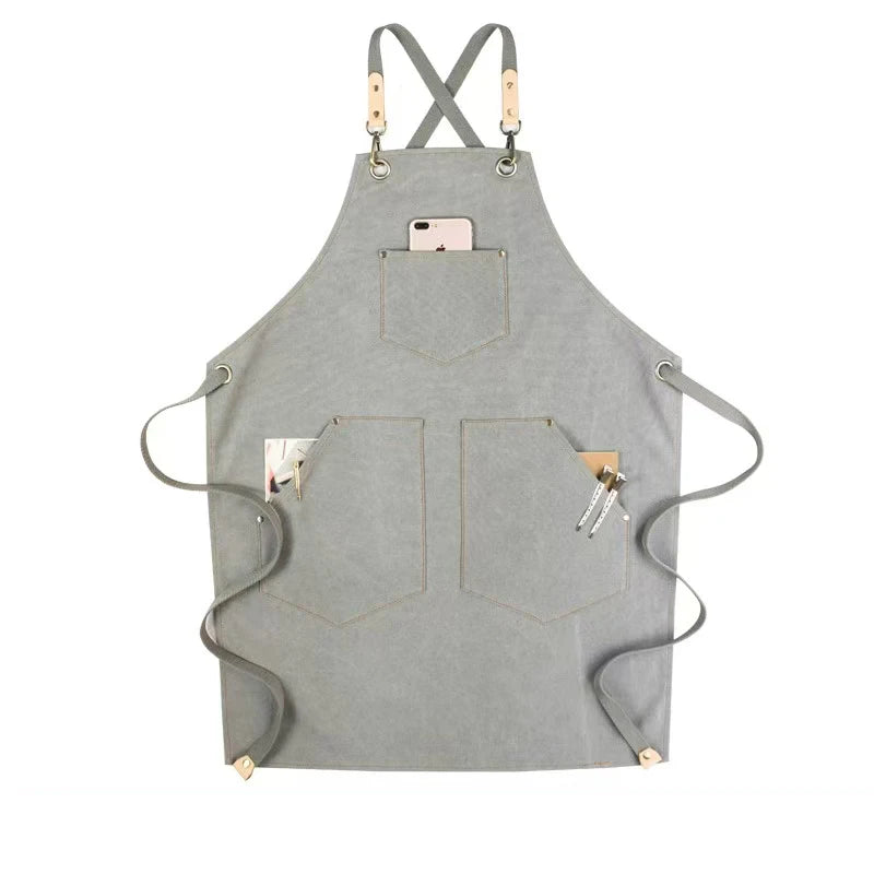 Sustainable Cotton Apron – Sleeveless Work Apron with Multiple Pockets for Home & Events