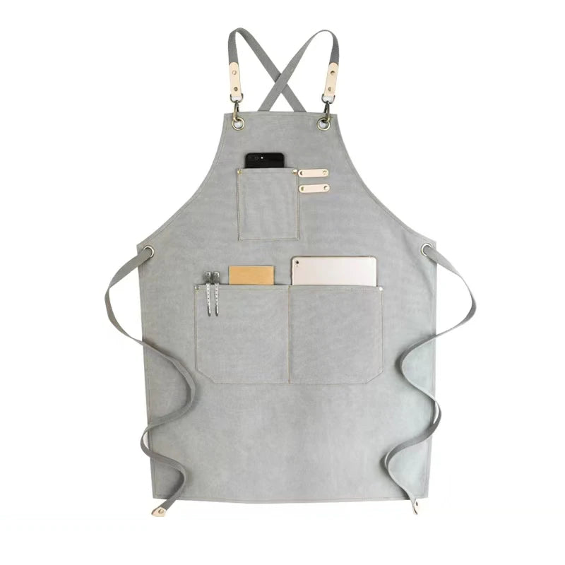 Sustainable Cotton Apron – Sleeveless Work Apron with Multiple Pockets for Home & Events