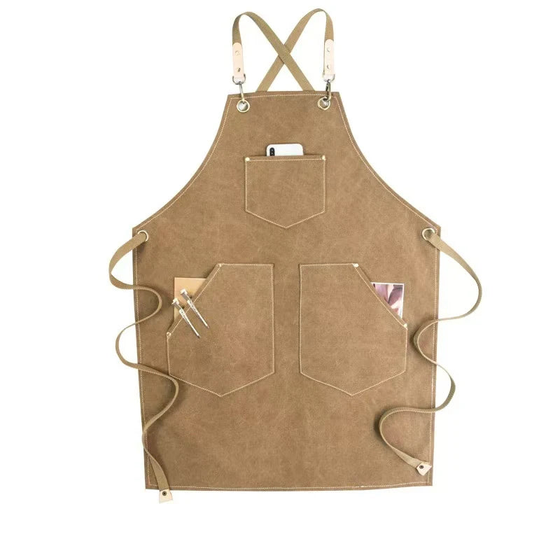 Sustainable Cotton Apron – Sleeveless Work Apron with Multiple Pockets for Home & Events