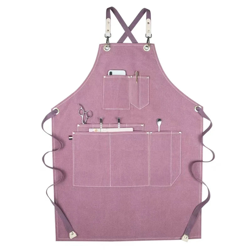 Sustainable Cotton Apron – Sleeveless Work Apron with Multiple Pockets for Home & Events