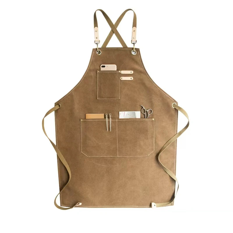 Sustainable Cotton Apron – Sleeveless Work Apron with Multiple Pockets for Home & Events