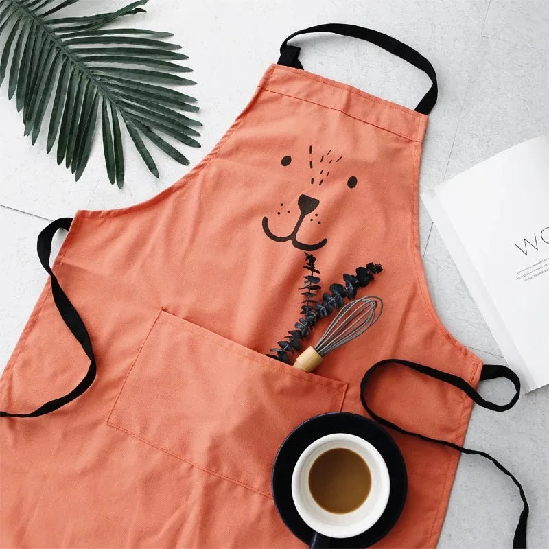 Cute Cartoon Cotton Sleeveless Apron for Children’s Cleaning and Art Activities