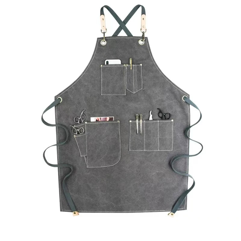 Sustainable Cotton Apron – Sleeveless Work Apron with Multiple Pockets for Home & Events