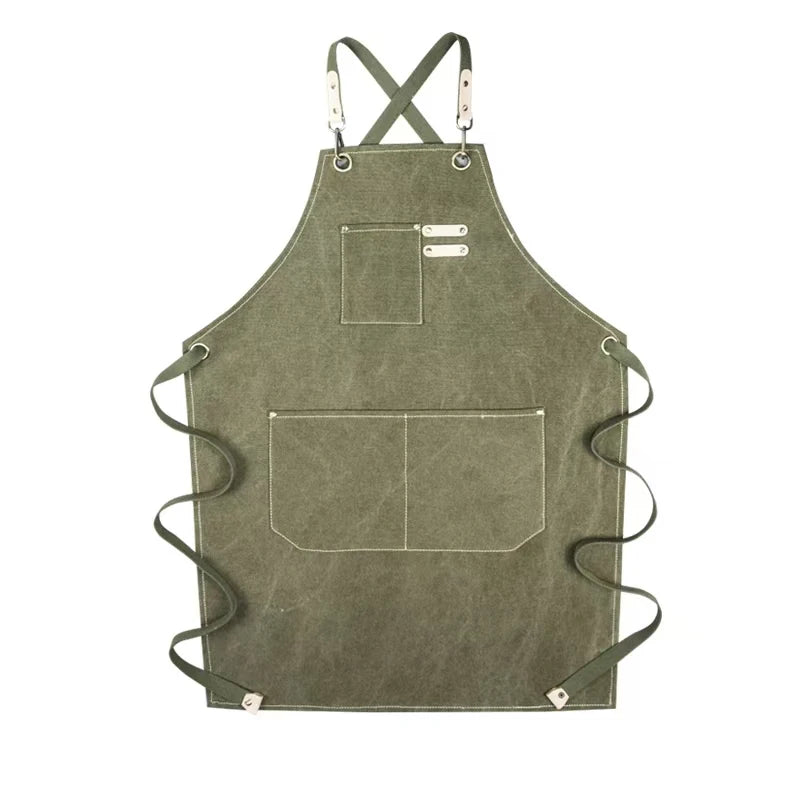 Sustainable Cotton Apron – Sleeveless Work Apron with Multiple Pockets for Home & Events