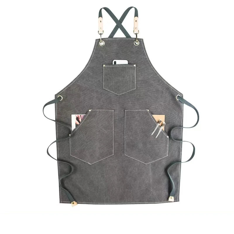 Sustainable Cotton Apron – Sleeveless Work Apron with Multiple Pockets for Home & Events