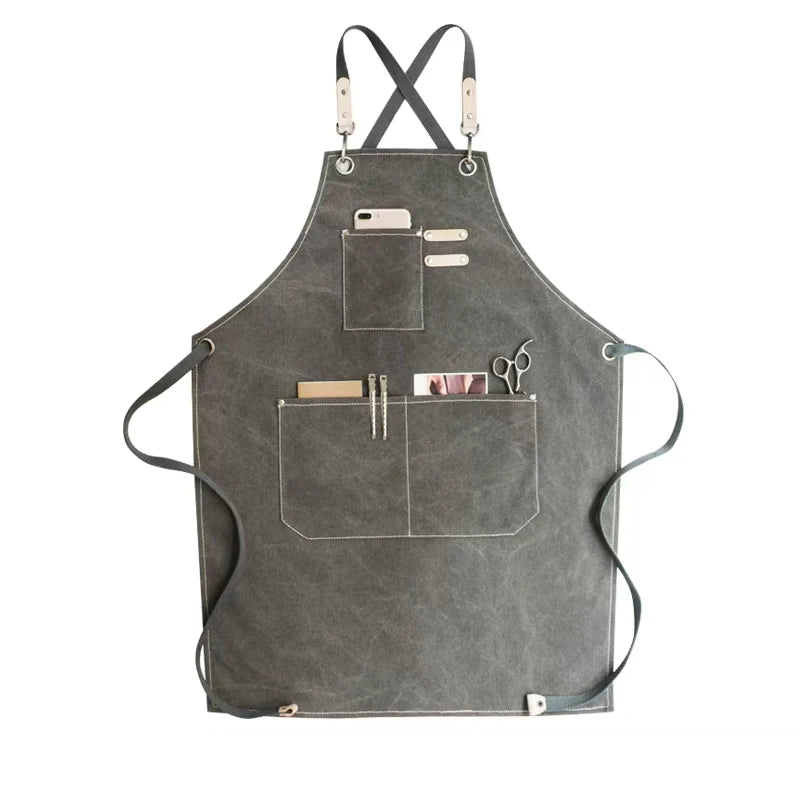 Sustainable Cotton Apron – Sleeveless Work Apron with Multiple Pockets for Home & Events