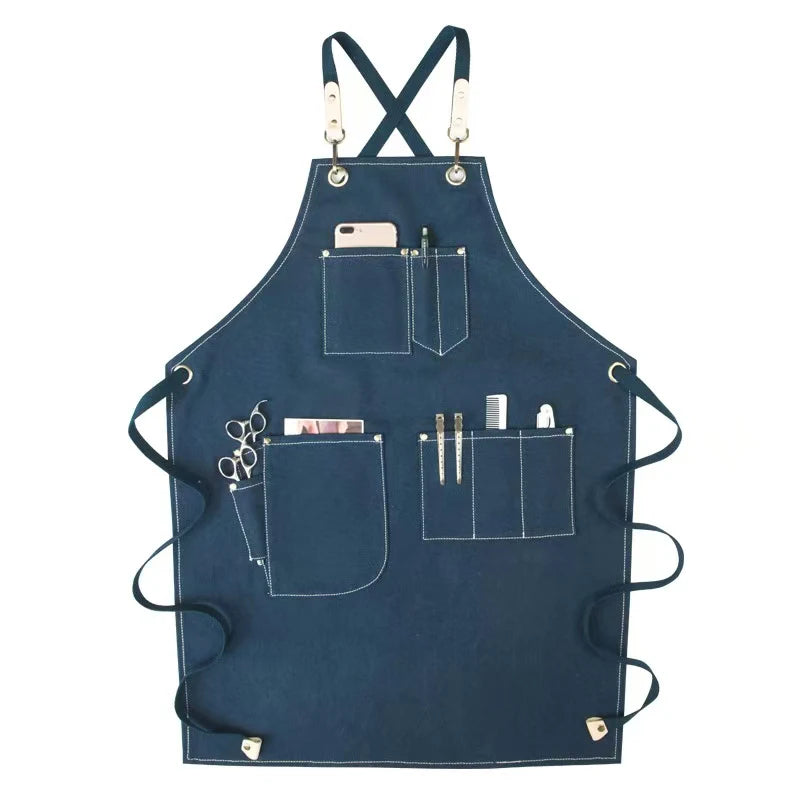 Sustainable Cotton Apron – Sleeveless Work Apron with Multiple Pockets for Home & Events