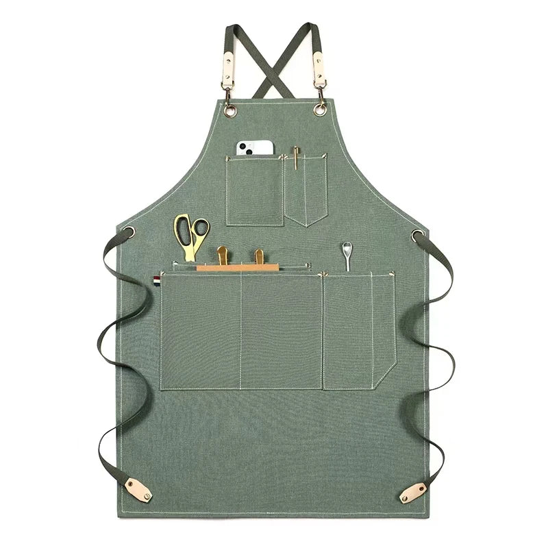Sustainable Cotton Apron – Sleeveless Work Apron with Multiple Pockets for Home & Events