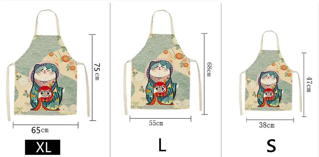 Japanese-Style Lucky Cat Sleeveless Apron for Food and Drink
