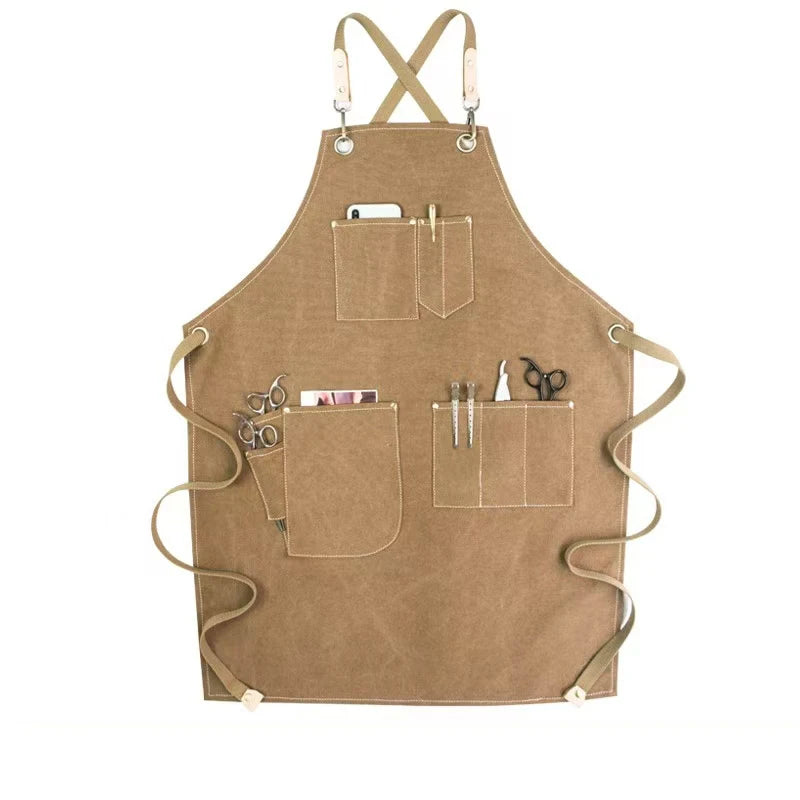 Sustainable Cotton Apron – Sleeveless Work Apron with Multiple Pockets for Home & Events