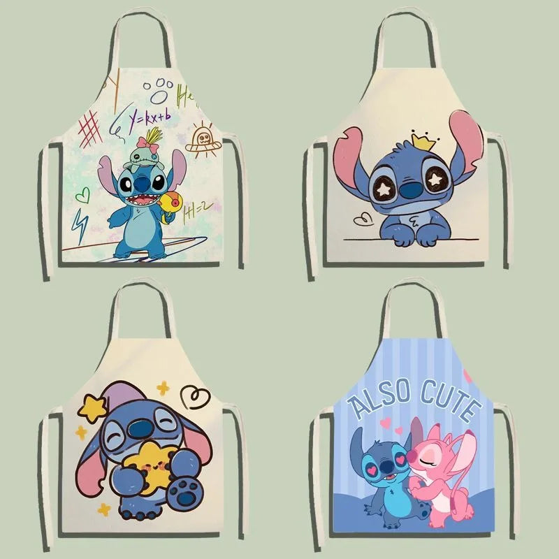 Durable Linen Waist Apron with Playful Cartoon Design