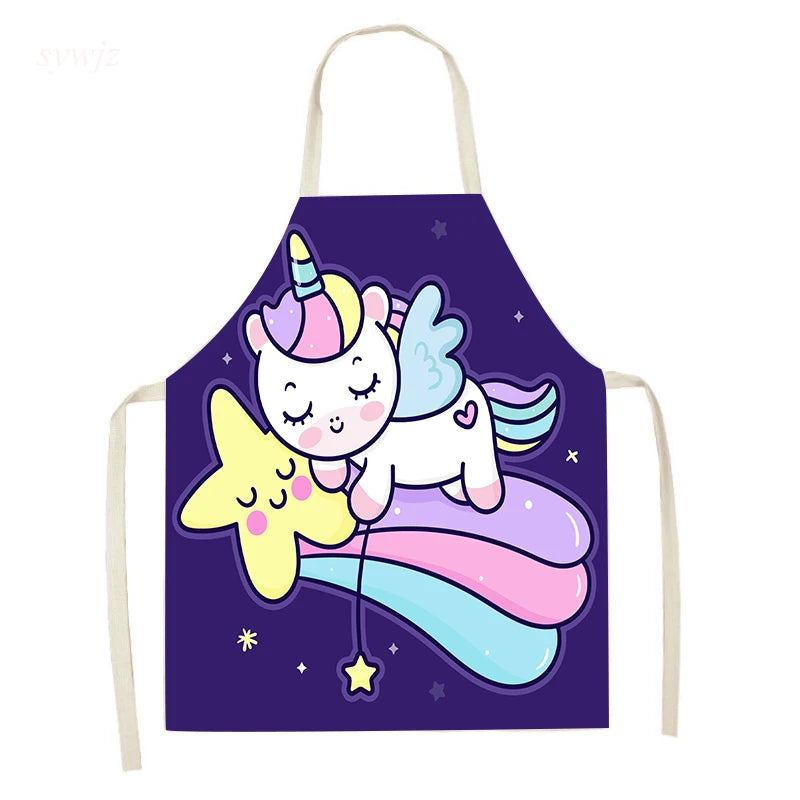Unicorn Linen Bib Apron for Food and Drink