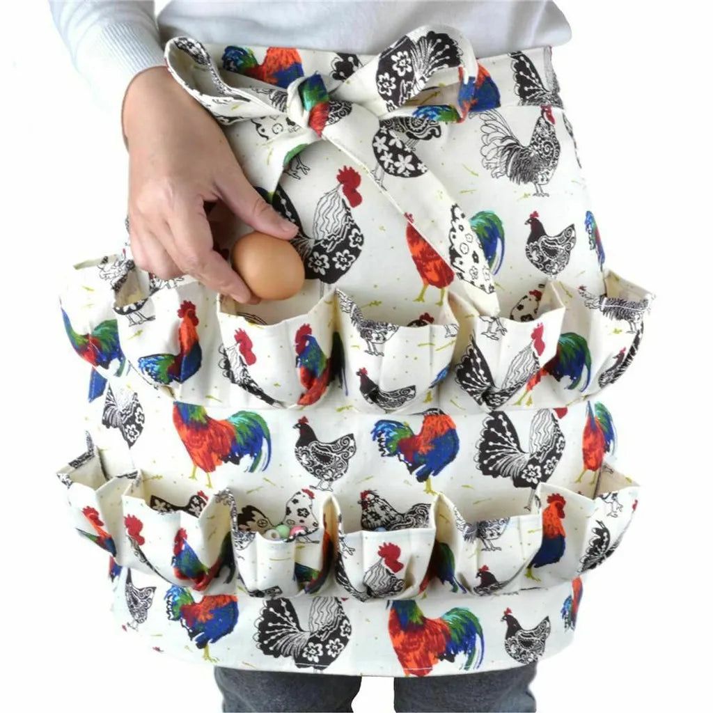 Egg Gathering Waist Apron – Canvas Apron with Pockets for Food, Drink & Daily Tasks