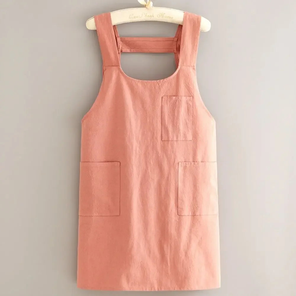 Japanese-Style Cotton Bib Apron for Cleaning