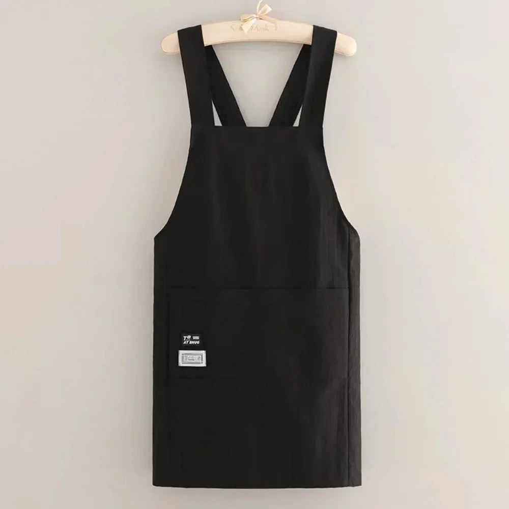 Japanese-Style Cotton Bib Apron for Cleaning