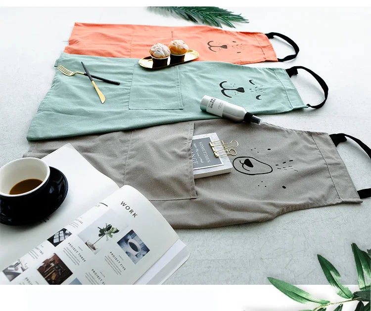 Cute Cartoon Cotton Sleeveless Apron for Children’s Cleaning and Art Activities