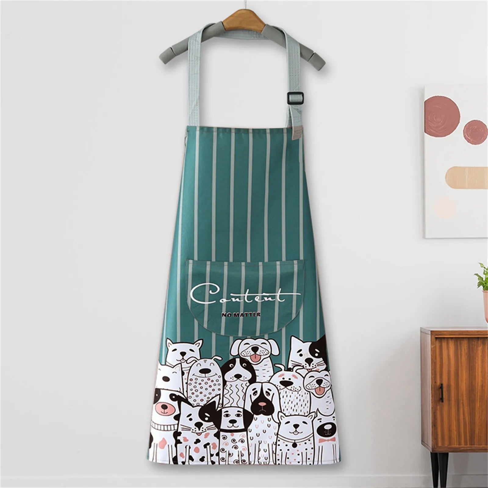 Cartoon Printed PVC and Non-Woven Fabric Waist Apron for Cleaning