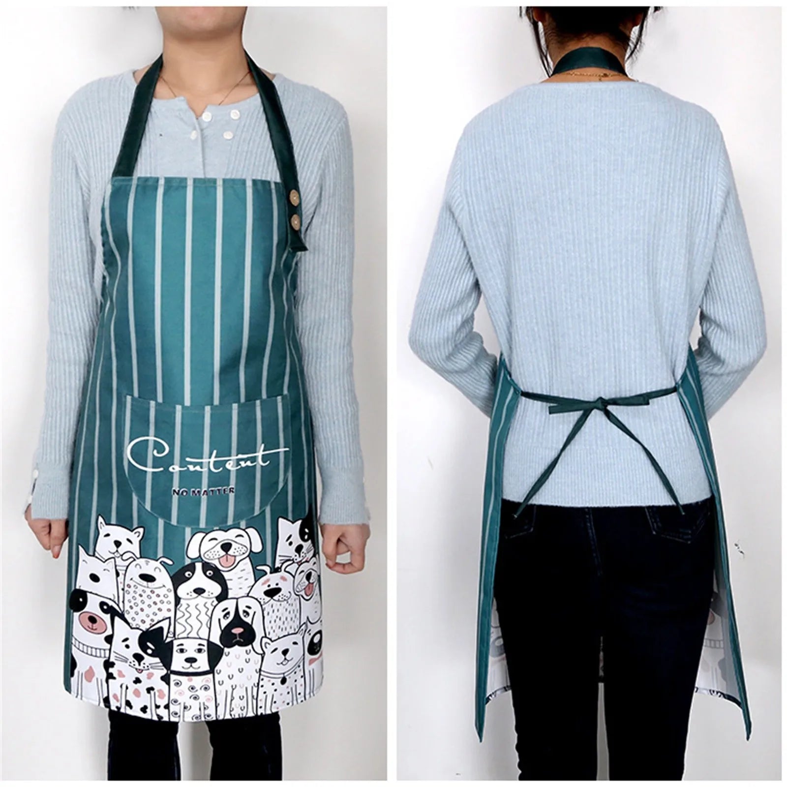 Cartoon Printed PVC and Non-Woven Fabric Waist Apron for Cleaning