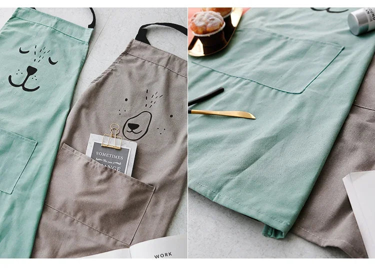 Cute Cartoon Cotton Sleeveless Apron for Children’s Cleaning and Art Activities