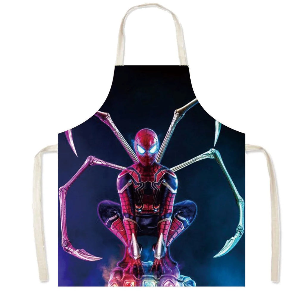 Spiderman Cartoon Linen Waist Apron for Cleaning Tasks