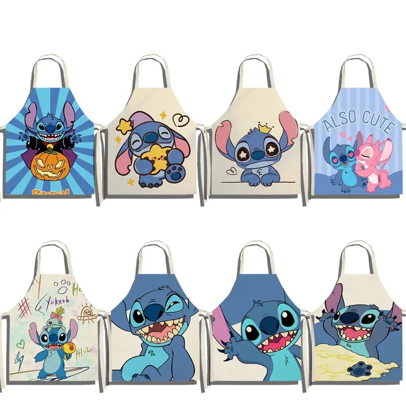 Durable Linen Waist Apron with Playful Cartoon Design