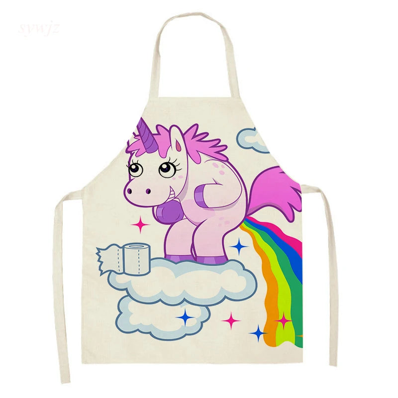 Unicorn Linen Bib Apron for Food and Drink