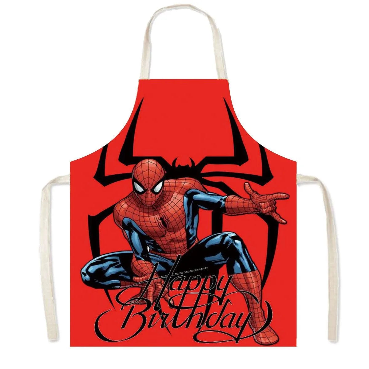 Spiderman Cartoon Linen Waist Apron for Cleaning Tasks