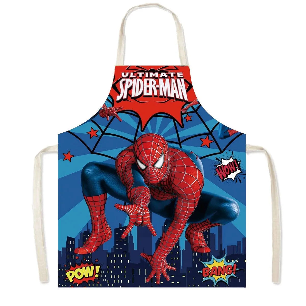 Spiderman Cartoon Linen Waist Apron for Cleaning Tasks