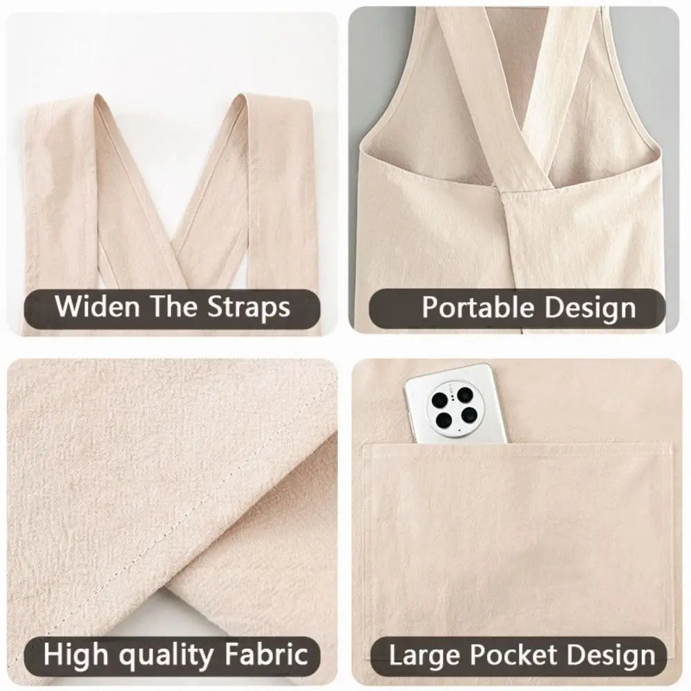 Japanese-Style Cotton Bib Apron for Cleaning