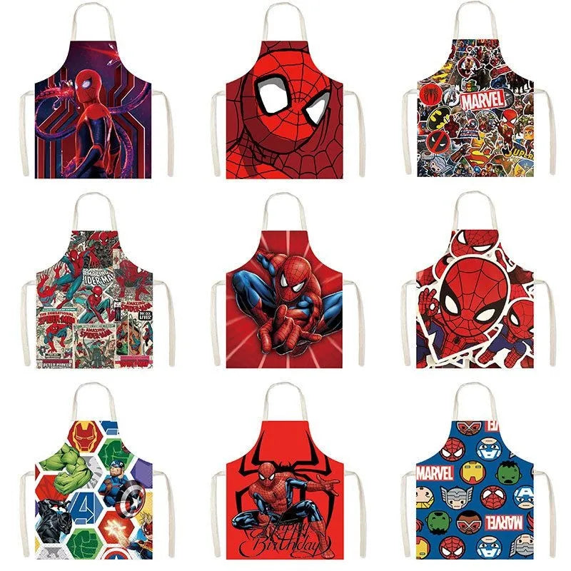 Spiderman Cartoon Linen Waist Apron for Cleaning Tasks