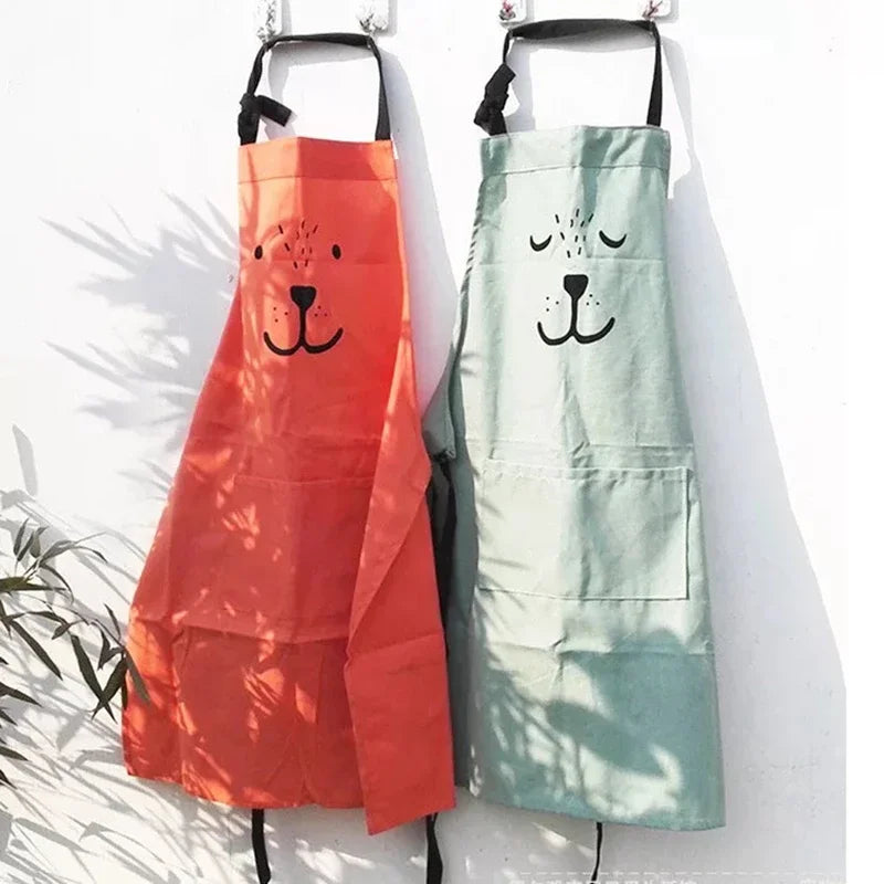 Cute Cartoon Cotton Sleeveless Apron for Children’s Cleaning and Art Activities