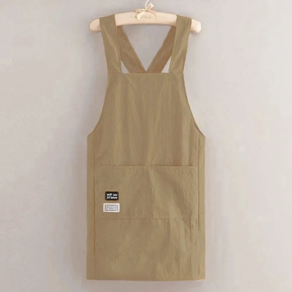 Japanese-Style Cotton Bib Apron for Cleaning