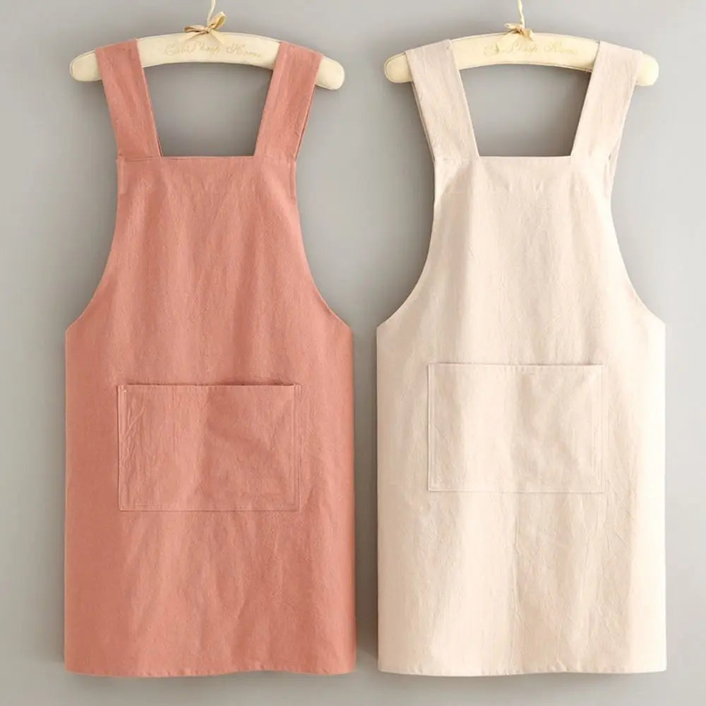 Japanese-Style Cotton Bib Apron for Cleaning