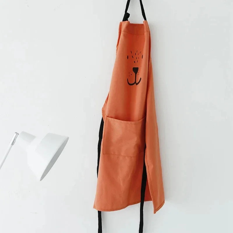 Cute Cartoon Cotton Sleeveless Apron for Children’s Cleaning and Art Activities