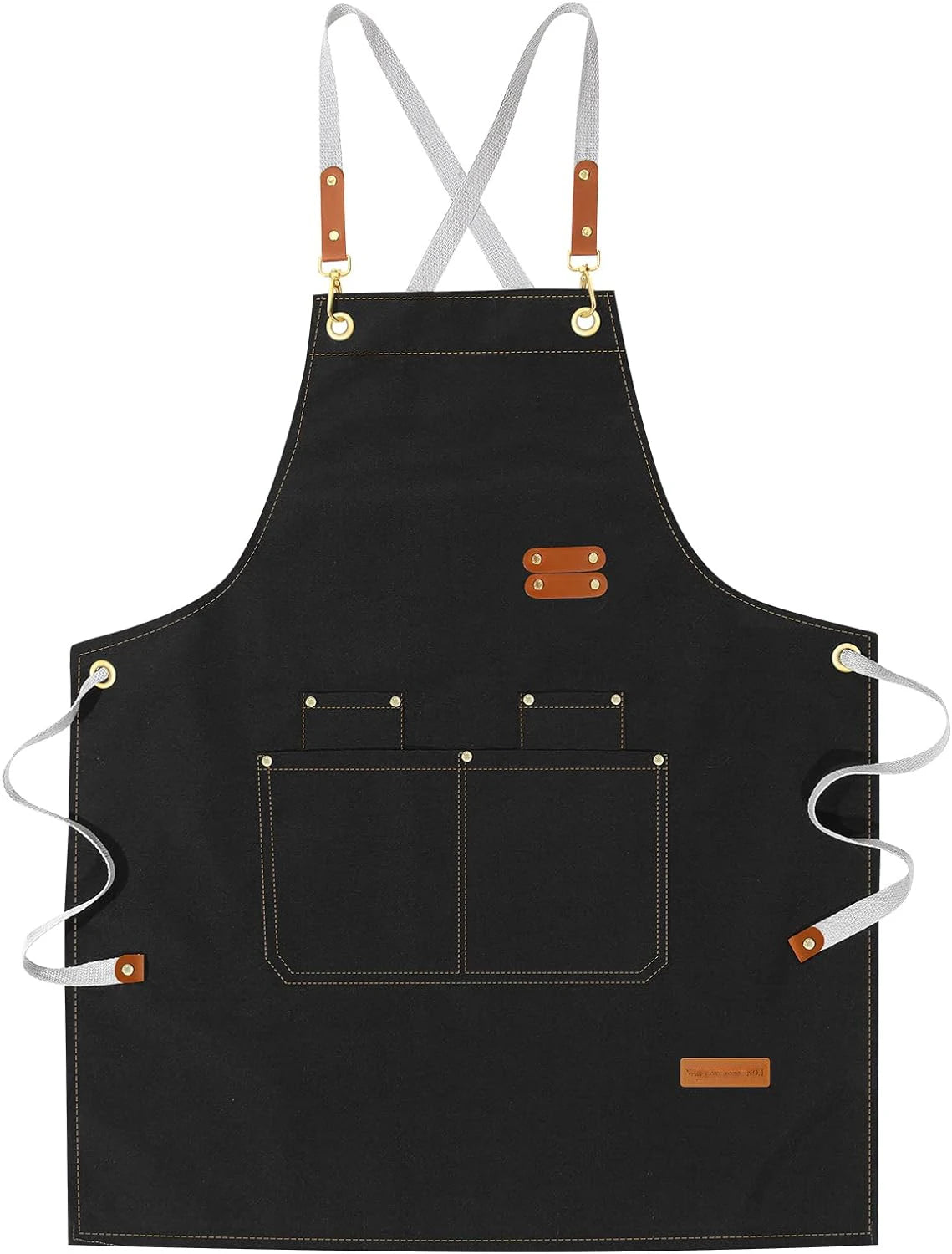 Professional Apron – Cotton-Blend Sleeveless Design with Adjustable Leather Straps