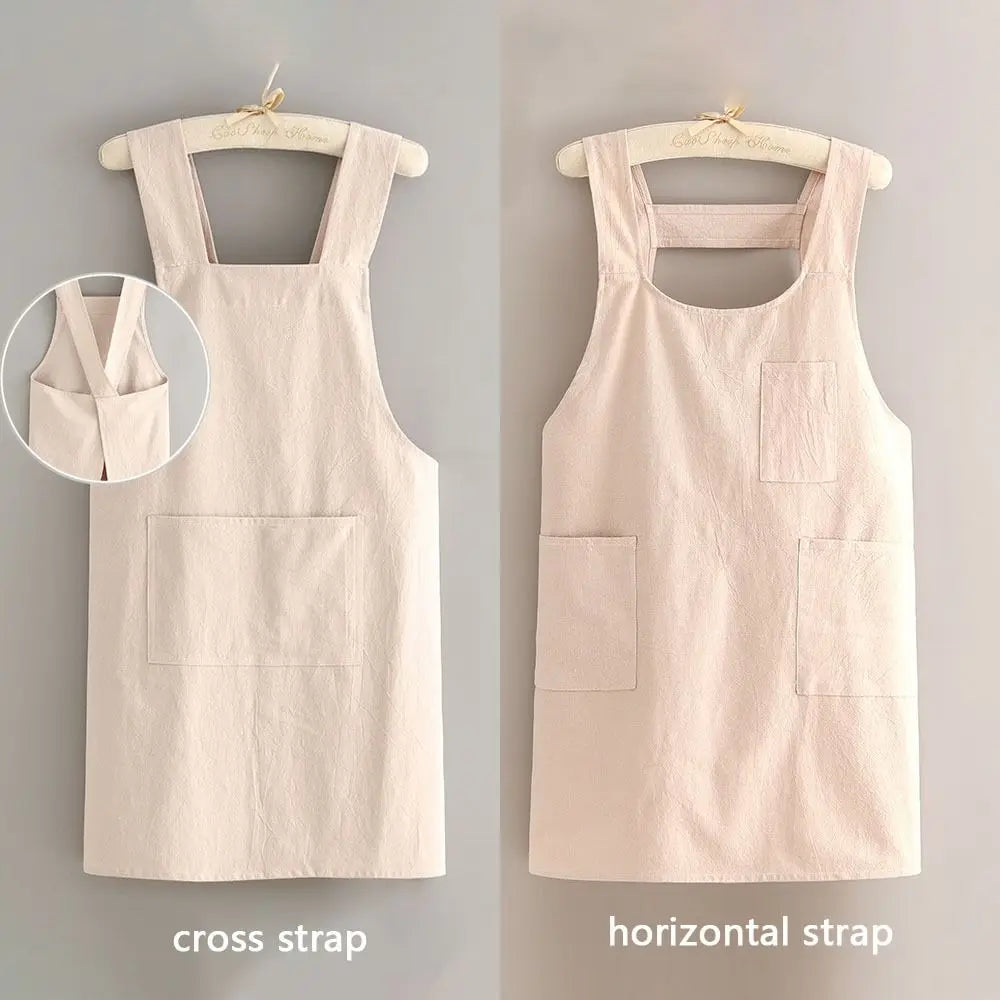 Japanese-Style Cotton Bib Apron for Cleaning