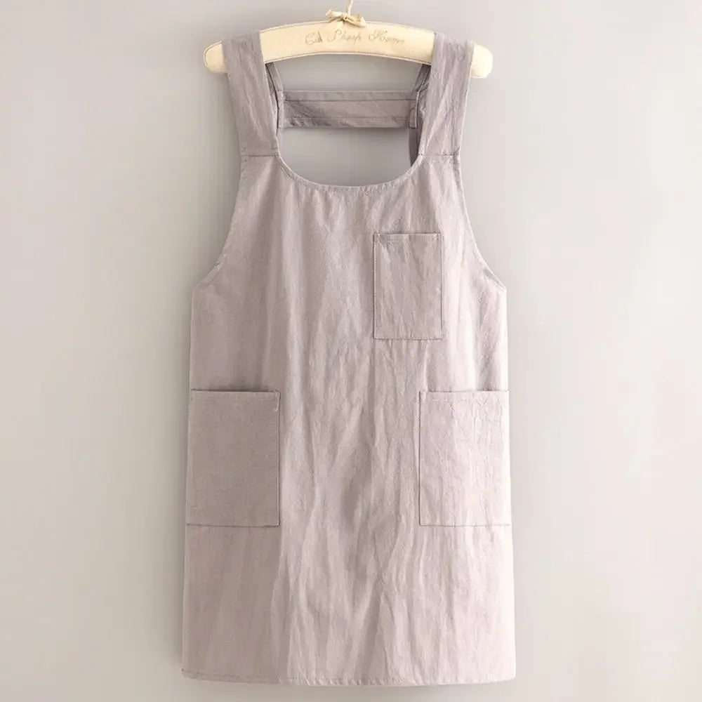 Japanese-Style Cotton Bib Apron for Cleaning