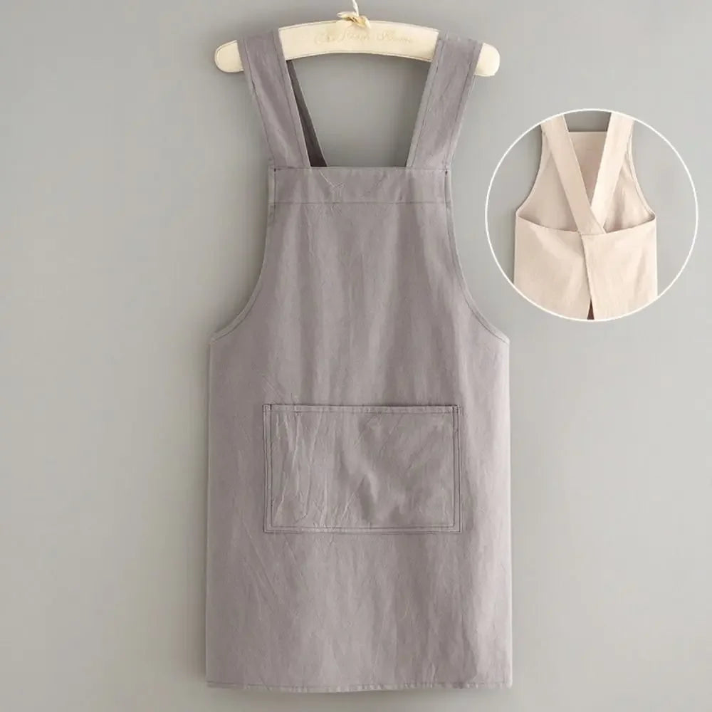 Japanese-Style Cotton Bib Apron for Cleaning