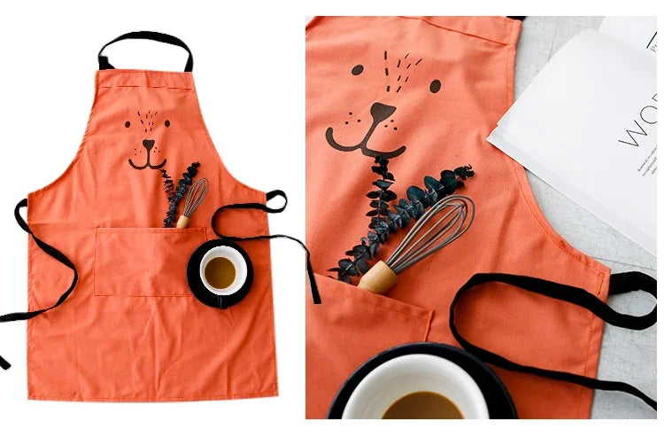 Cute Cartoon Cotton Sleeveless Apron for Children’s Cleaning and Art Activities