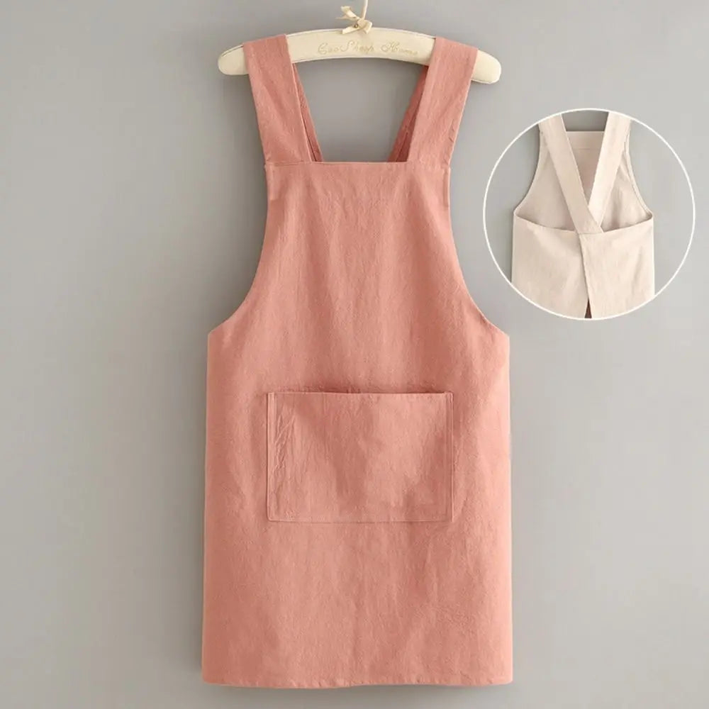 Japanese-Style Cotton Bib Apron for Cleaning