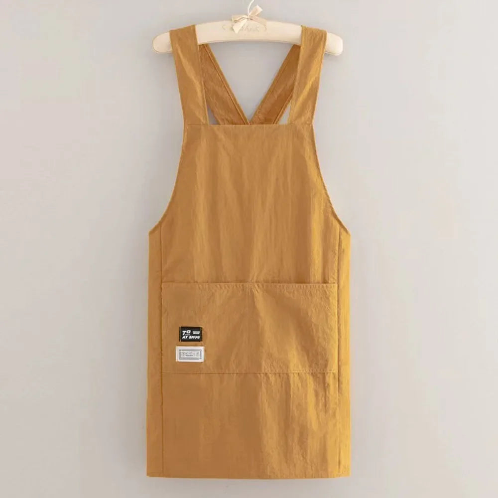 Japanese-Style Cotton Bib Apron for Cleaning