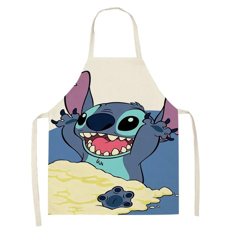 Durable Linen Waist Apron with Playful Cartoon Design