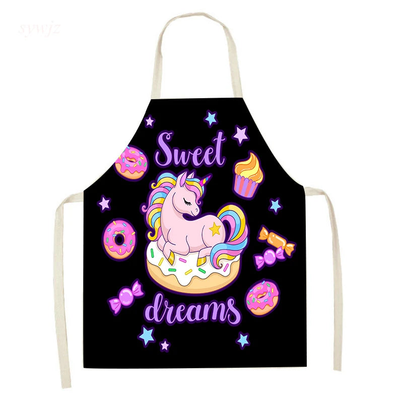 Unicorn Linen Bib Apron for Food and Drink
