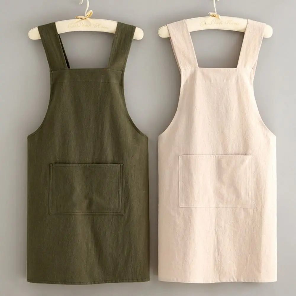 Japanese-Style Cotton Bib Apron for Cleaning