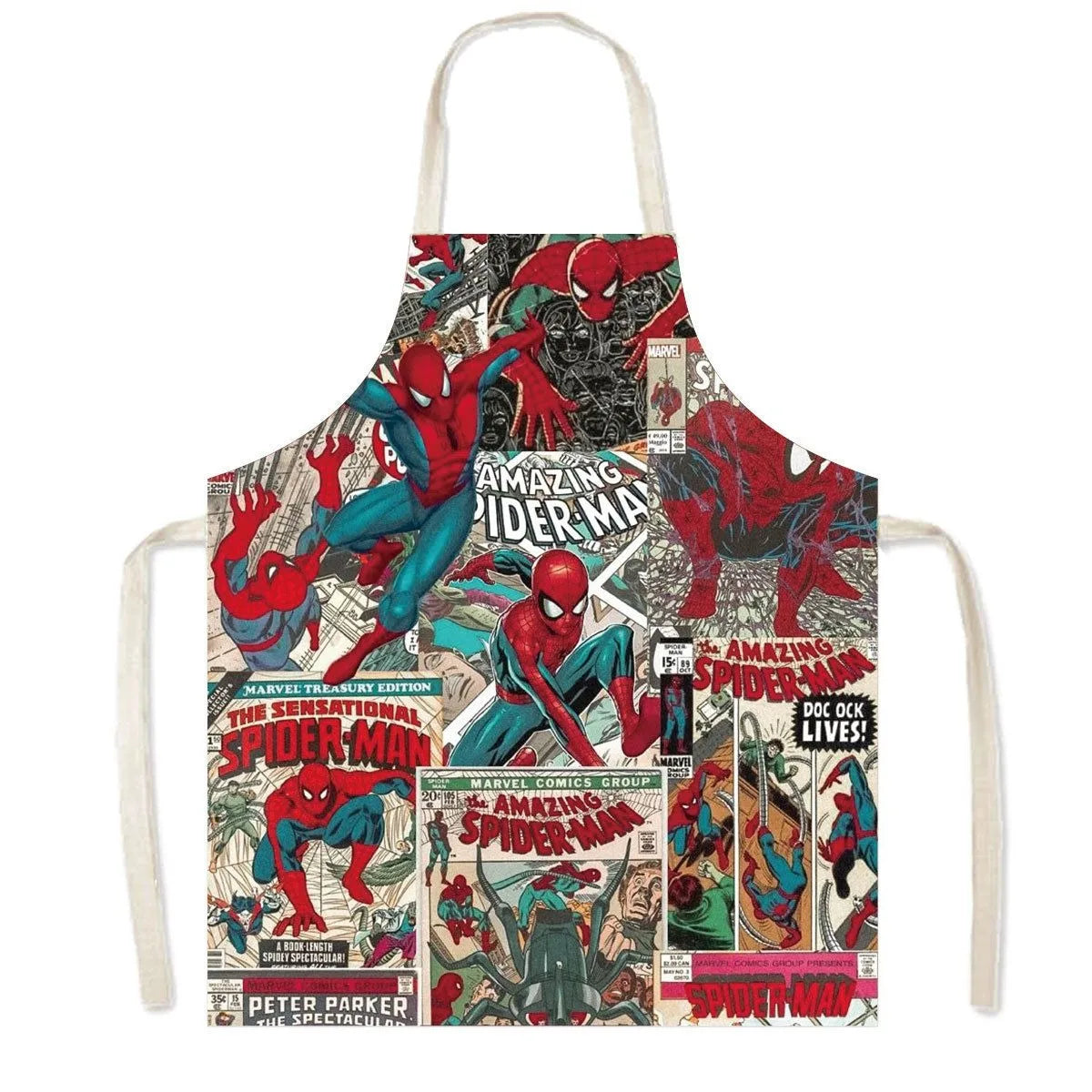 Spiderman Cartoon Linen Waist Apron for Cleaning Tasks