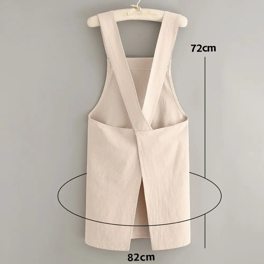 Japanese-Style Cotton Bib Apron for Cleaning